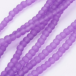 Transparente Glasperlen stränge, matt, Runde, blau violett, 4 mm, Bohrung: 1.1~1.6 mm, ca. 200 Stk. / Strang, 31.4 Zoll