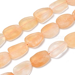 Natural Citrine Beads Strands, Frosted, Egg Shape, 19~21x14~15x5~6mm, Hole: 1mm, about 20~22pcs/strand, 15.75 inch(40cm)