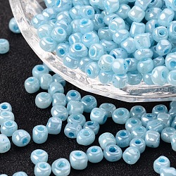 6/0 perles de rocaille en verre, Ceylan, ronde, trou rond, turquoise pale, 6/0, 4mm, Trou: 1.5mm, environ 500 pcs/50 g, 50 g / sac, 18 sacs/2 livres
