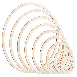 Ensemble d'anneaux à tricoter en bois, blanc antique, 7.45~30x0.2 cm, Diamètre intérieur: 5.45~28 cm, 9 pièces / kit