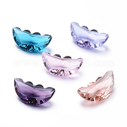 Perles de strass en verre, pas de trous / non percés, facette, aile / lune, couleur mixte, 15x7.5x5mm