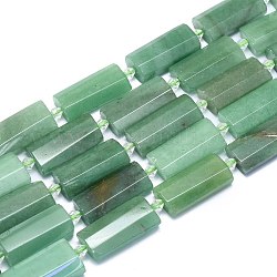 Natural Green Aventurine Beads Strands, Rectangle, Faceted, 27~29x13~14x6~7mm, Hole: 1.5mm, about 12pcs/Strand, 14.96 inch(38cm)