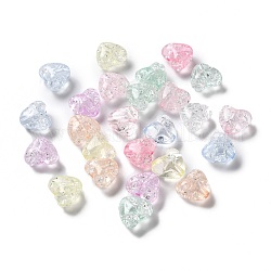 Perline acrilico trasparente, cuore, colore misto, 9.5x10.5x6.5mm, Foro: 1.8 mm