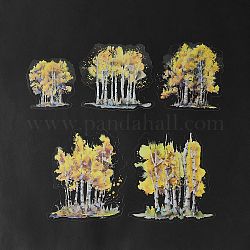 PET Tree Self Adhesive Decorative Stickers, Waterproof Glitter Decals for DIY Scrapbooking, Card Making, Yellow, 59~99x51~86x0.2mm