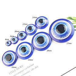 Ojo de resina artesanal, accesorios para hacer muñecas, plano y redondo, azul oscuro, 6x3mm