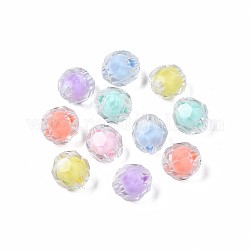 Perline acrilico trasparente, perline in perline, tondo, colore misto, 10x9mm, Foro: 2 mm