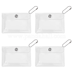 Porte-monnaie en pvc transparent, porte-monnaie à bouton-pression en fer et chaîne de perles, titulaire de la carte, clair, 17.5 cm