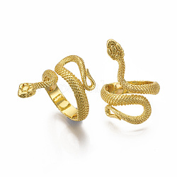 Сплав манжеты кольца пальцев, широкая полоса кольца, змея, золотые, размер США 9 3/4 (19.5 мм)