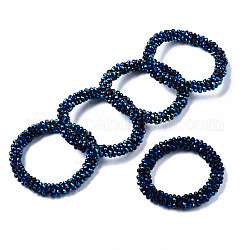 Граненые гальванические бусины стрейч браслеты из стекла, торсадные браслеты, рондель, Marine Blue, внутренний диаметр: 2 дюйм (5 см)