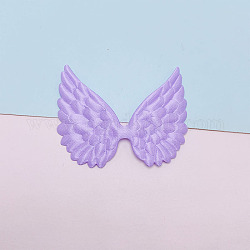 La forma di ala d'angelo cucire su accessori ornamentali in raso fronte-retro, decorazione artigianale per cucito fai da te, lilla, 58x45mm