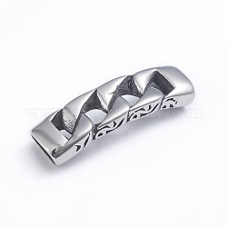Eslabones de acero inoxidable retro 304, Para hacer pulseras de cordon de cuero., formas de cadena, plata antigua, 10x36x6mm, agujero: 4x8 mm