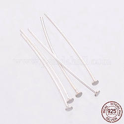 925 Sterling Silver Flat Head Pins, Silver, 24~25x0.5mm, Head: 2mm, about 344pcs/20g.