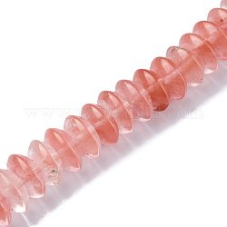 Chapelets de perles en verre de quartz de cerise, perles de soucoupe, rondelle, 12x5.5~6.5mm, Trou: 1.2mm, Environ 33 pcs/chapelet, 7.80~8.82 pouce (19.8~22.4 cm)