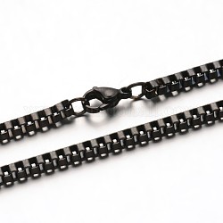 Colliers avec chaîne en 304 acier inoxydable, avec fermoirs mousquetons, gunmetal, 23.6 pouce (60 cm), 3mm
