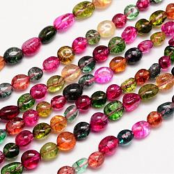 Crépitement naturel brins de perles de quartz, pierre roulée, teinte, pépites, colorées, 8~10x8~10mm, Trou: 1mm, environ 15.74 pouce