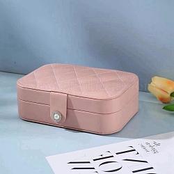 Organizer-Box für Schmuckset aus PU-Leder, Tragbare Schmuckaufbewahrungsbox für die Reise, für Ohrringe, Halskettenschmuck, rosa, 16x11x5 cm