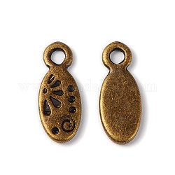 Antique Bronze Alloy Finding Pendants, Oval/Rice, Lead Free & Cadmium Free & Nickel Free, about 15mm long, 6mm wide, 1mm thick, hole: 1mm