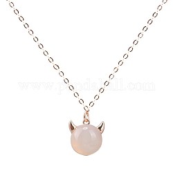 925 подвесные стерлингового серебра ожерелья, со стеклянными и кабельными цепями, крупный рогатый скот, белые, розовое золото 