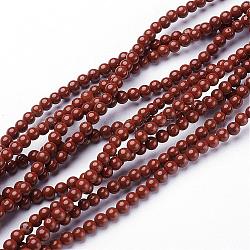 Natural Red Jasper Round Beads Strands, FireBrick, 3mm, Hole: 0.5mm, about 125pcs/strand
