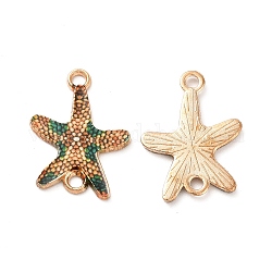 Printed Alloy Connector Charms, Starfish Links, Light Gold, Nickel, Sandy Brown, 23x16x1.5mm, Hole: 1.8mm