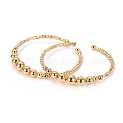 Bracciali in ottone placcato di lunga durata, con perle rotonde graduate e perle ondulate, oro, 2-1/8 pollice (5.45 cm)