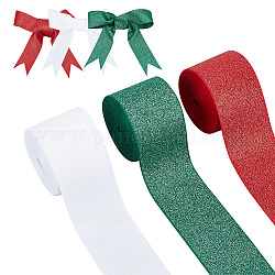 ARRICRAFT 3 Rolls 3 Colors Sparkle Polyester Grosgrain Ribbons, with Glitter Powder, Flat, Mixed Color, 1-1/2 inch(38mm), about 4.37 Yards(4m)/roll, 1 roll/color