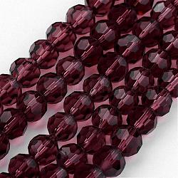 Chapelets de perles en verre transparent, imitation de cristal autrichien, facetté (32 facettes), ronde, violet, 4mm, Trou: 1mm, Environ 96~100 pcs/chapelet, 14~14.5 pouce