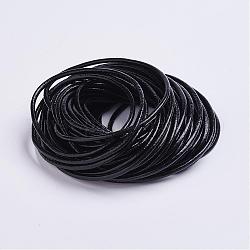2.5 mm cuir de vachette cordon bijoux accessoires de bricolage, noir, taille: environ 2.5mm de diamètre
