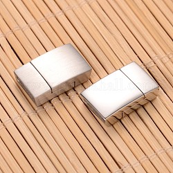Cierres magnéticos rectangulares de acero inoxidable mixtos lisos y mate 304 con extremos pegados, color acero inoxidable, 20x12x5mm, agujero: 2.5x10 mm