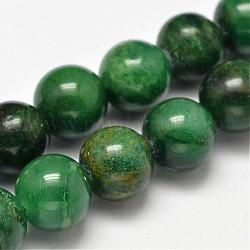 Chapelets de perles en jade africaine naturelle, ronde, environ 8 mm, Trou: 1mm, Environ 49 pcs/chapelet, 15.5 pouce