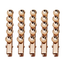 Electroplate Iron Alligator Hair Clips, with Brass Tray, Light Gold, 60x6mm, Half Round Tray: 8mm