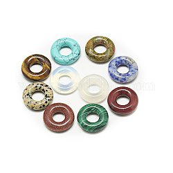 Natural & Synthetic Mixed Gemstone Pendants, Donut, 15~16x5mm, Hole: 6mm