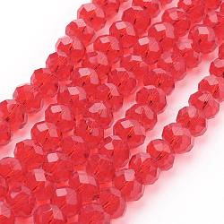 Imitate Austrian Crystal Red Faceted Glass Rondelle Spacer Beads, 8x6mm, Hole: 1mm, about 68~70pcs/strand