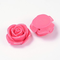 Resin Beads, Flower, Deep Pink, 23x23x12mm, Hole: 2mm
