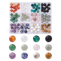 120 pieza de 12 estilos de cuentas redondas de piedras preciosas mixtas., mezclado teñido y sin teñir, 8~8.5mm, agujero: 1 mm, 10 piezas / style