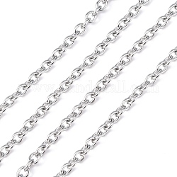 3.28 Feet 304 Stainless Steel Cable Chains, Unwelded, Oval, Stainless Steel Color, 4x3x0.8mm