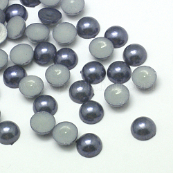 Acrylic Cabochons, Imitation Pearl, Half Round, Light Steel Blue, 8x3.5mm, about 3000pcs/bag