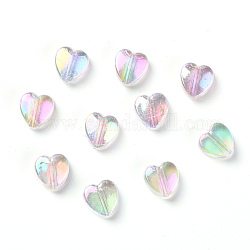 Perles acryliques transparentes écologiques, teinte, couleur ab , cœur, clair ab, 8x8x3mm, Trou: 1.5mm, 100 pcs /sachet 
