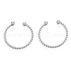 304 anillo de puño de cuerda torcida de acero inoxidable, anillos abiertos para mujeres, color acero inoxidable, nosotros tamaño 8 1/2 (18.5 mm)