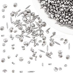 304 acier inoxydable avec 201 perles polies en acier inoxydable, pas de trous / non percés, formes mixtes, couleur inoxydable, 2~7x2~5mm