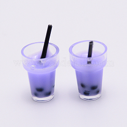 Colgantes de la resina de plástico, forma de té de burbujas, violeta oscuro, 26x13mm, agujero: 1.4 mm