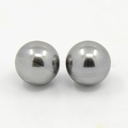 Shell Pearl Beads, No Hole, Round, Dark Gray, 14mm