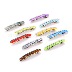 Opaque Acrylic Twist Chains Hair Barrettes, Ponytail Holder Statement, with Hair Accessories for Women, Mixed Color, 82.5x13.5x15mm