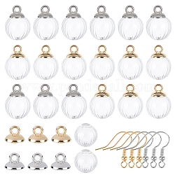 Sunnyclue DIY baumeln Ohrring machen Kits, inklusive Kürbis Glaskugelperlen, Kunststoff Perlenkappe Anhänger Kautionen, Messing Ohrhaken, Platin & golden, Kugelperlen: 16x14~15mm, Bohrung: 5 mm, 20 Stück / Karton