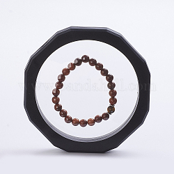 Soportes de plástico, con membrana transparente, Para el anillo, colgante, exhibición de la joyería de la pulsera, octágono, negro, 127x20mm