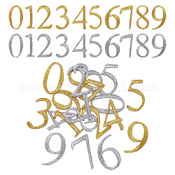 NBEADS 20 Pcs 2 Colors Embroidery Number Patch, Embroidery Lace Patch Desorative Sew on Applique Metallic Applique for Craft Dress Decoration Repair Clothing Backpack, Silver/Gold