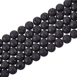 Synthetic Lava Rock Beads Strands, Dyed, Round, Black, 8~8.5mm, Hole: 1mm, about 50pcs/strand, 15.9 inch(40.3cm)