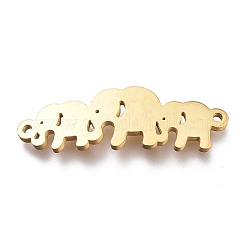 Conectores de enlaces de acero inoxidable 304, Corte con laser, forma de elefante madre y bebé, para el dia de la madre, dorado, 8x25x1mm, agujero: 1 mm