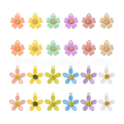 Cheriswelry 48 pz 12 colori ciondoli in lega di zinco, verniciatura a spruzzo, fiore, colore misto, 21.5~25x19~22x4.5~5mm, Foro: 2 mm, 4 pz / colore