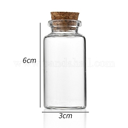 Botella de vidrio, con tapón de corcho, deseando botella, columna, Claro, 3x6 cm, capacidad: 25ml (0.85fl. oz)
